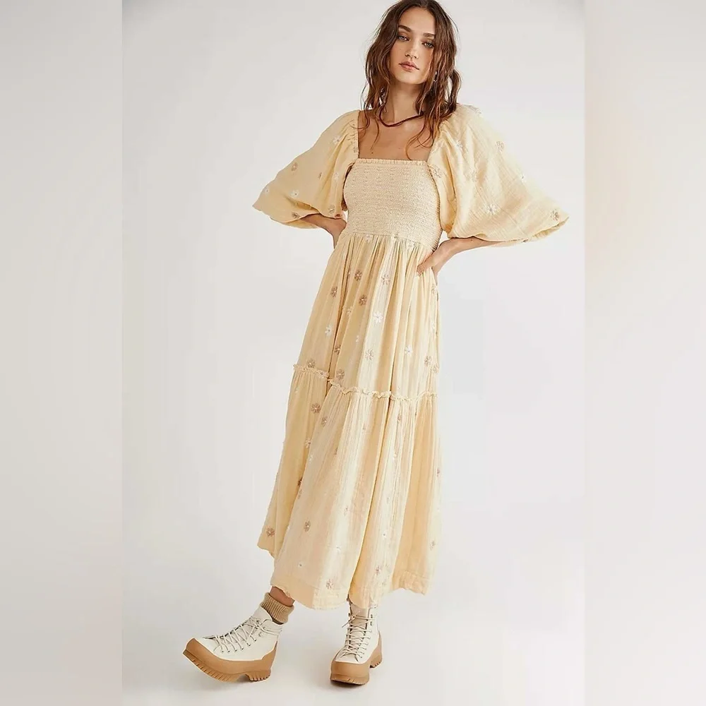 Free people Dahlia Embroidered Maxi Dress